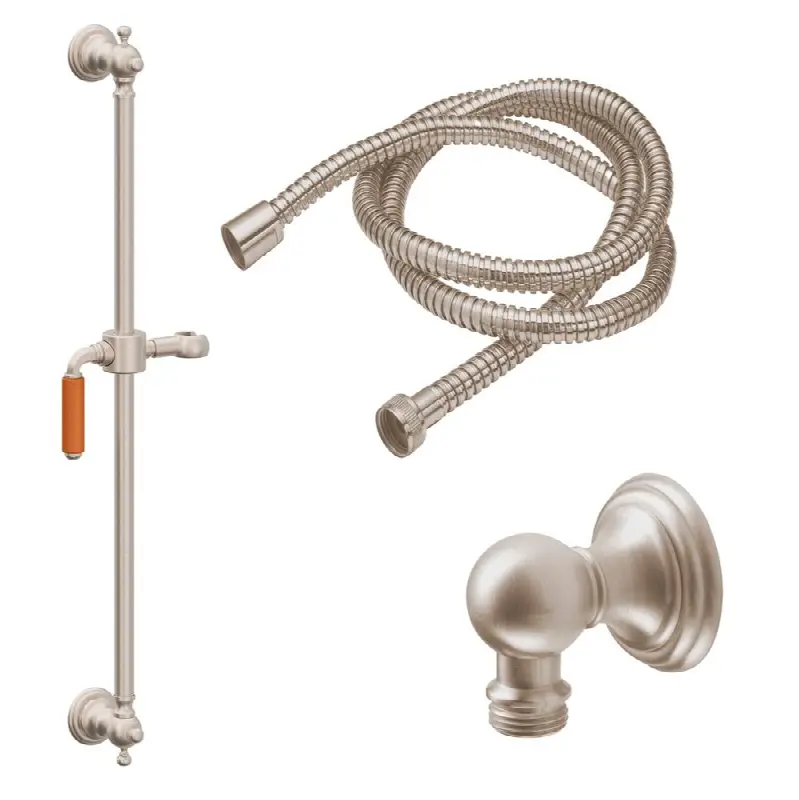 24" Grab Bar Handshower Kit - Orange Porcelain Lever Handle with Line Base