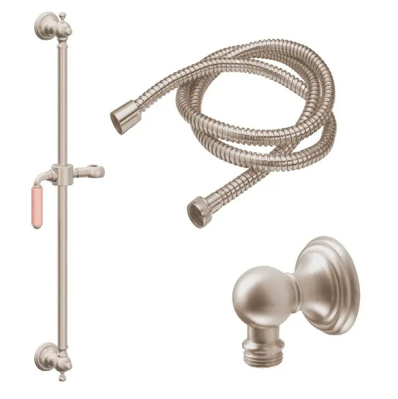 24" Grab Bar Handshower Kit - Pink Porcelain Lever Handle with Line Base