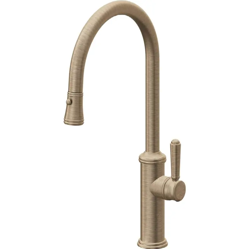 Pull-Down Kitchen Faucet with Button Sprayer - High Arc Spout