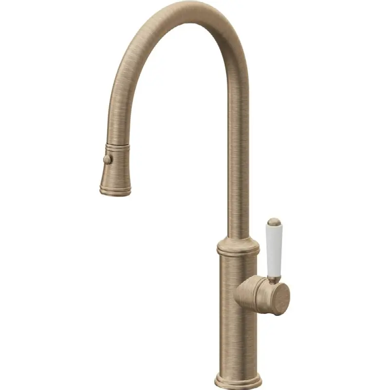 Pull-Down Kitchen Faucet with Button Sprayer - High Arc Spout