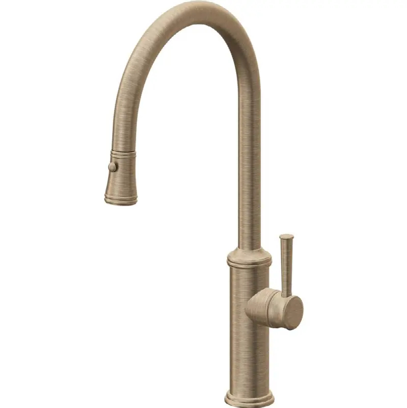 Pull-Down Kitchen Faucet with Button Sprayer - High Arc Spout