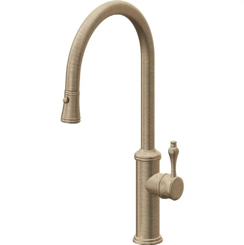 Pull-Down Kitchen Faucet with Button Sprayer - High Arc Spout