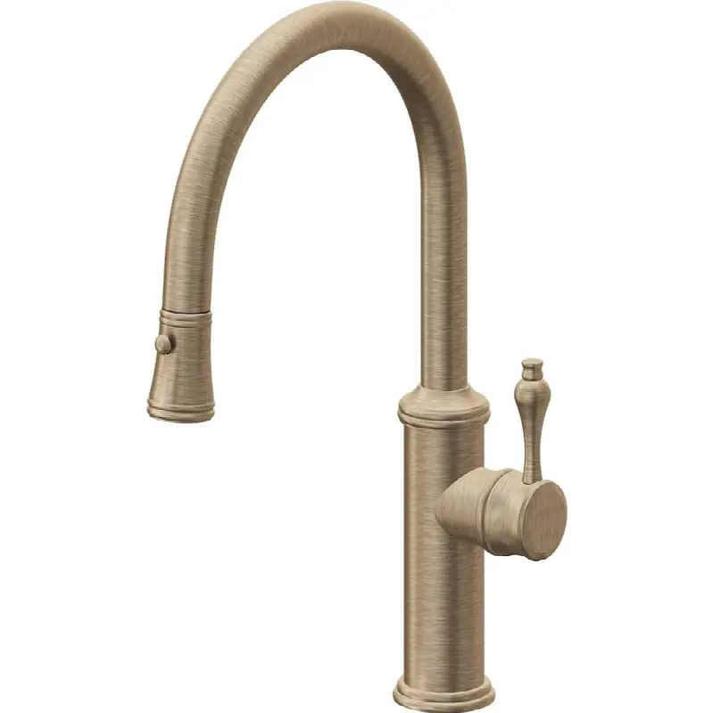 Pull-Down Kitchen Faucet with Button Sprayer - Low Arc Spout