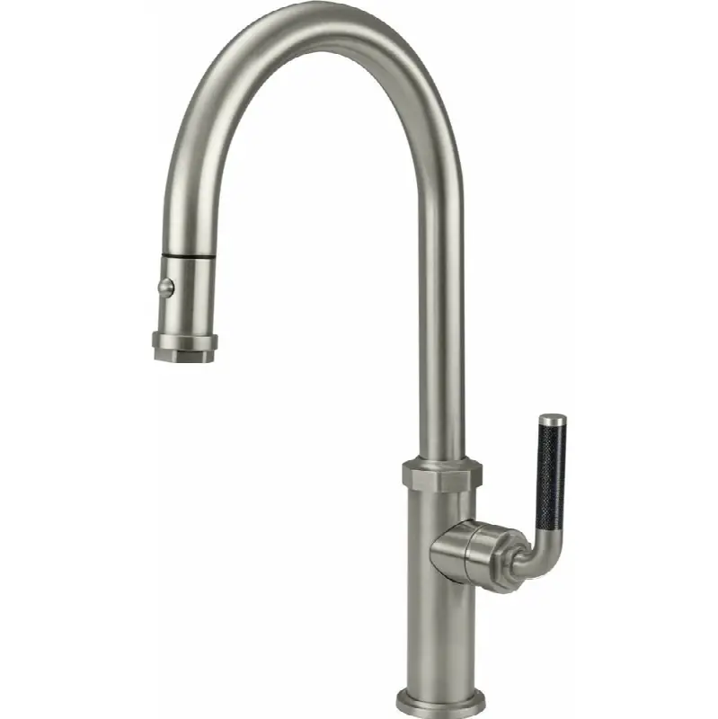 Pull-Down Kitchen Faucet with Button Sprayer - High Arc Spout