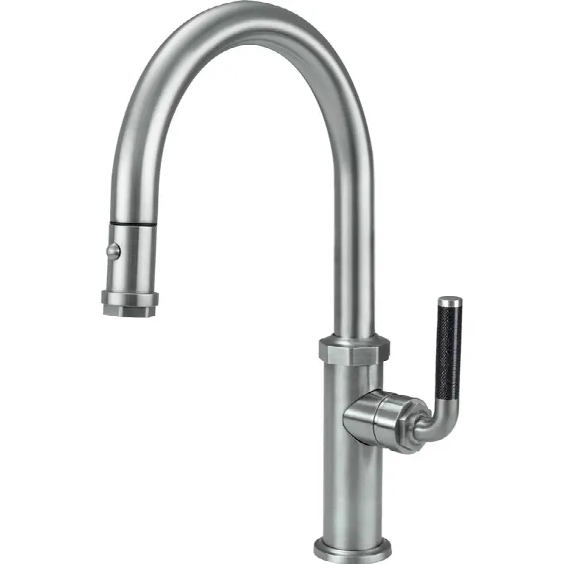 Pull-Down Kitchen Faucet with Button Sprayer - Low Arc Spout