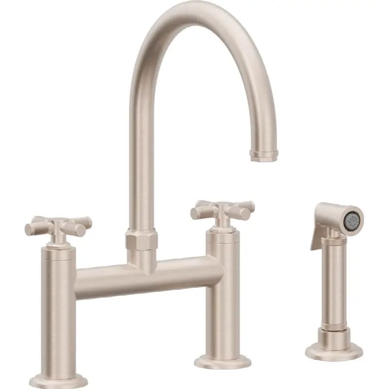 Bridge Kitchen Faucet with Sidespray - Arc Spout
