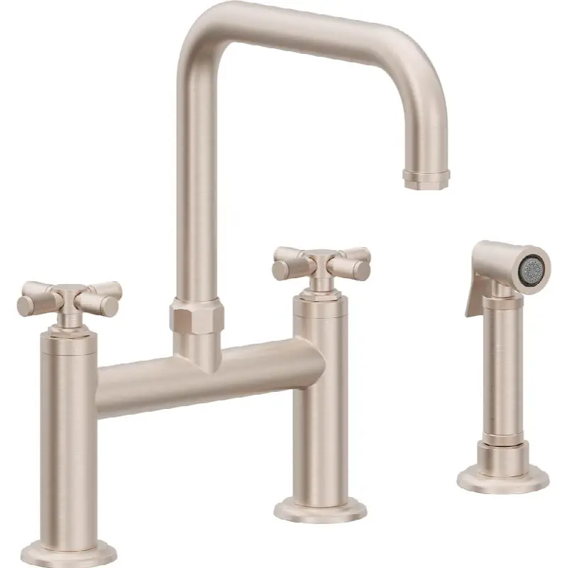 Bridge Kitchen Faucet with Sidespray - Quad Spout