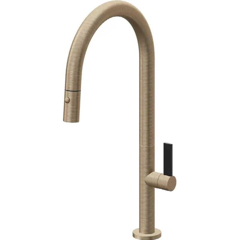 Pull-Down Kitchen Faucet with Button Sprayer - High Arc Spout