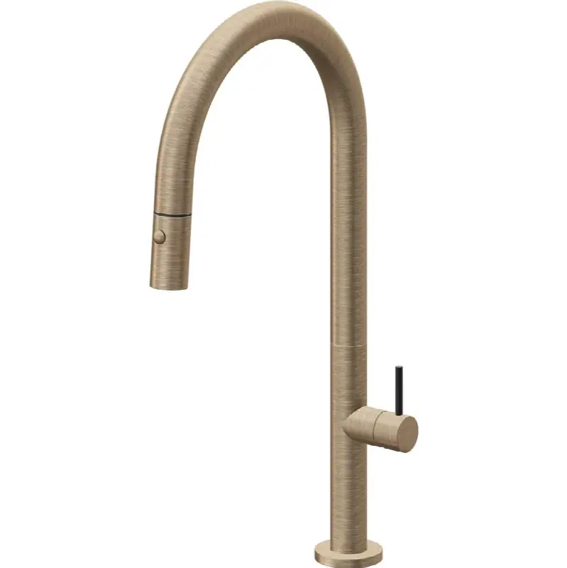 Pull-Down Kitchen Faucet with Button Sprayer - High Arc Spout