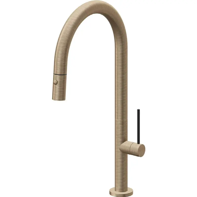 Pull-Down Kitchen Faucet with Button Sprayer - High Arc Spout