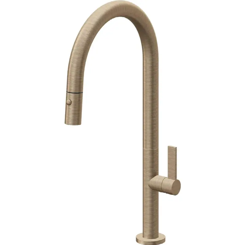 Pull-Down Kitchen Faucet with Button Sprayer - High Arc Spout