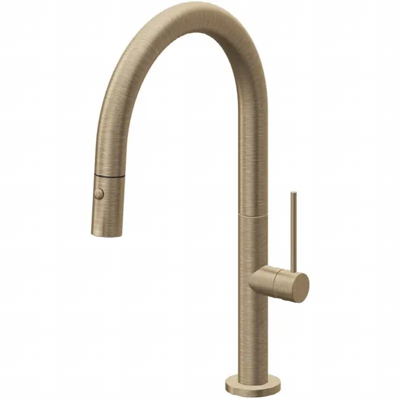Pull-Down Kitchen Faucet with Button Sprayer - Low Arc Spout