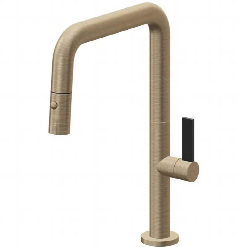 Pull-Down Kitchen Faucet with Button Sprayer - Quad Spout