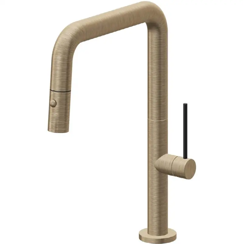 Pull-Down Kitchen Faucet with Button Sprayer - Quad Spout