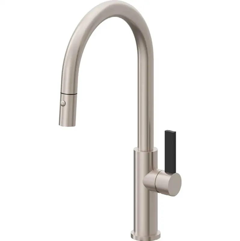 Pull-Down Kitchen Faucet with Button Sprayer - High Arc Spout