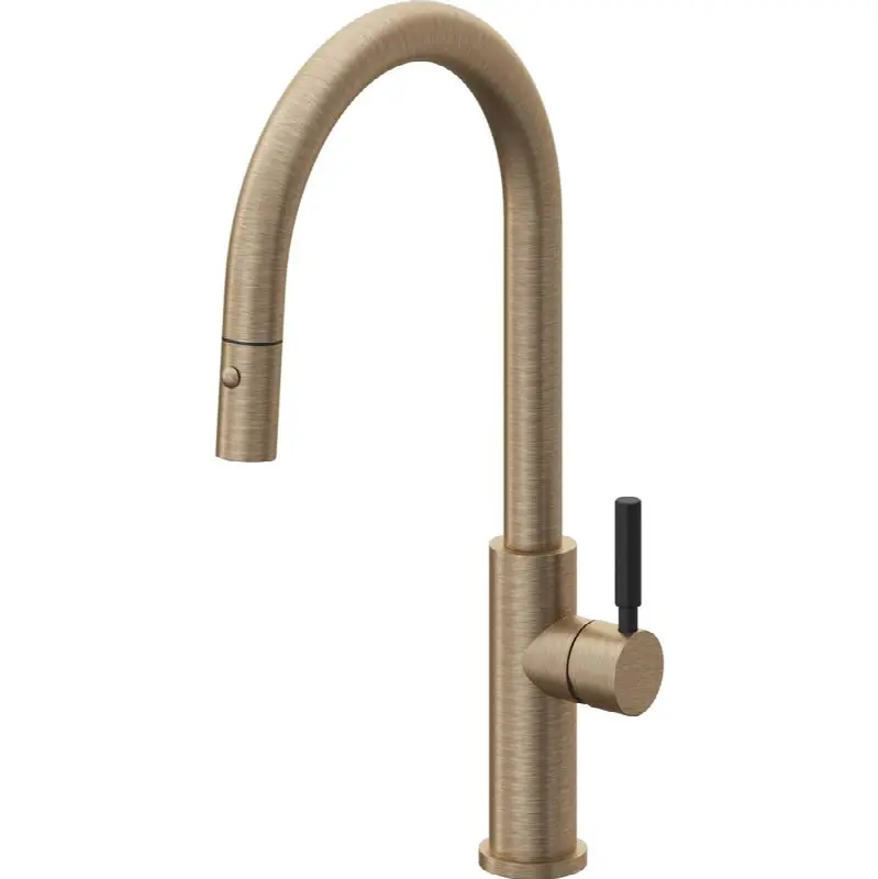 Pull-Down Kitchen Faucet with Button Sprayer - High Arc Spout