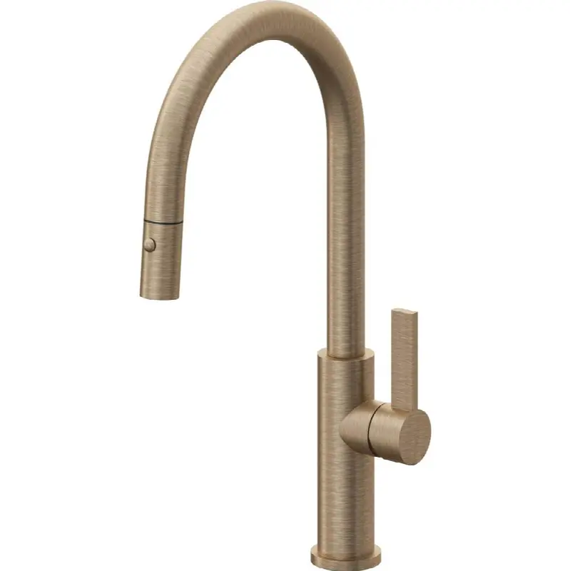 Pull-Down Kitchen Faucet with Button Sprayer - High Arc Spout