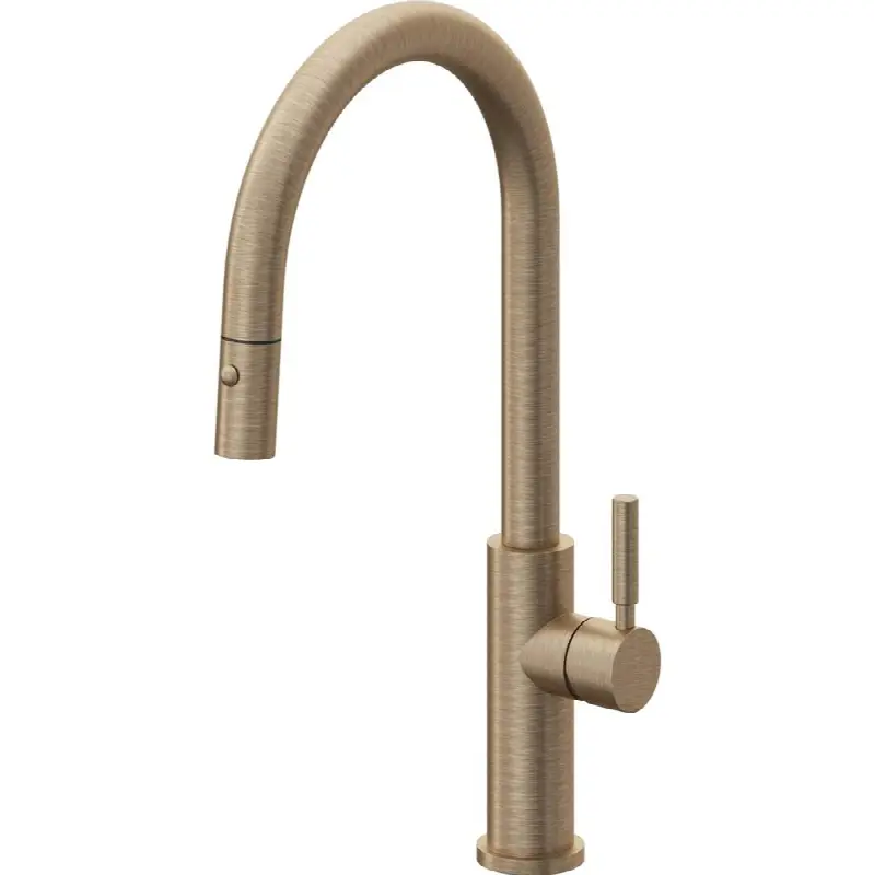 Pull-Down Kitchen Faucet with Button Sprayer - High Arc Spout