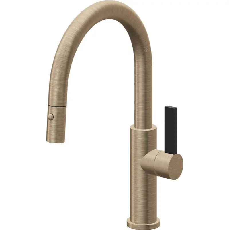 Pull-Down Kitchen Faucet with Button Sprayer - Low Arc Spout