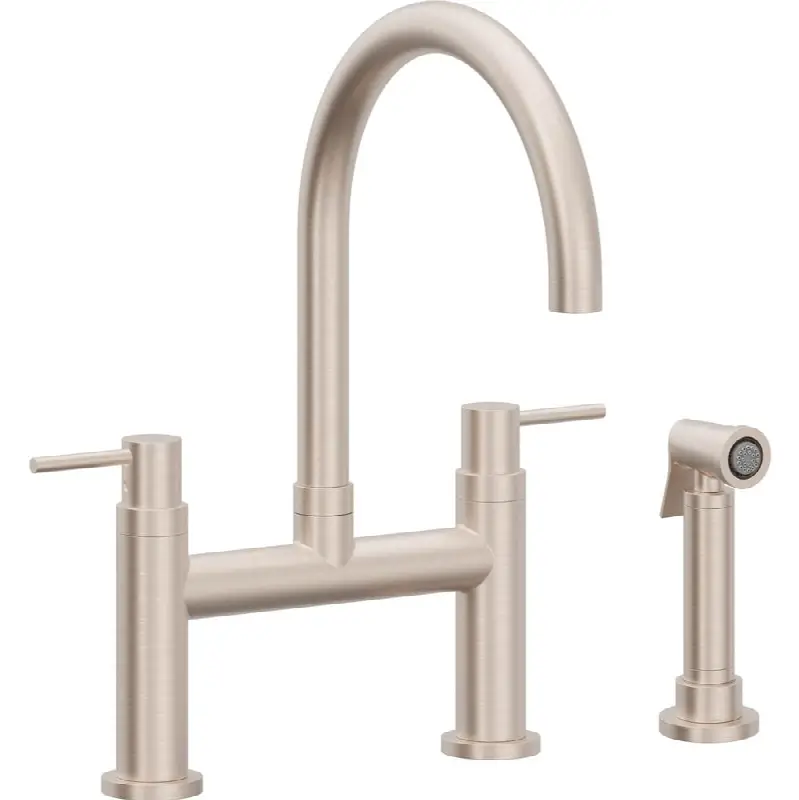 Bridge Kitchen Faucet with Sidespray - Arc Spout