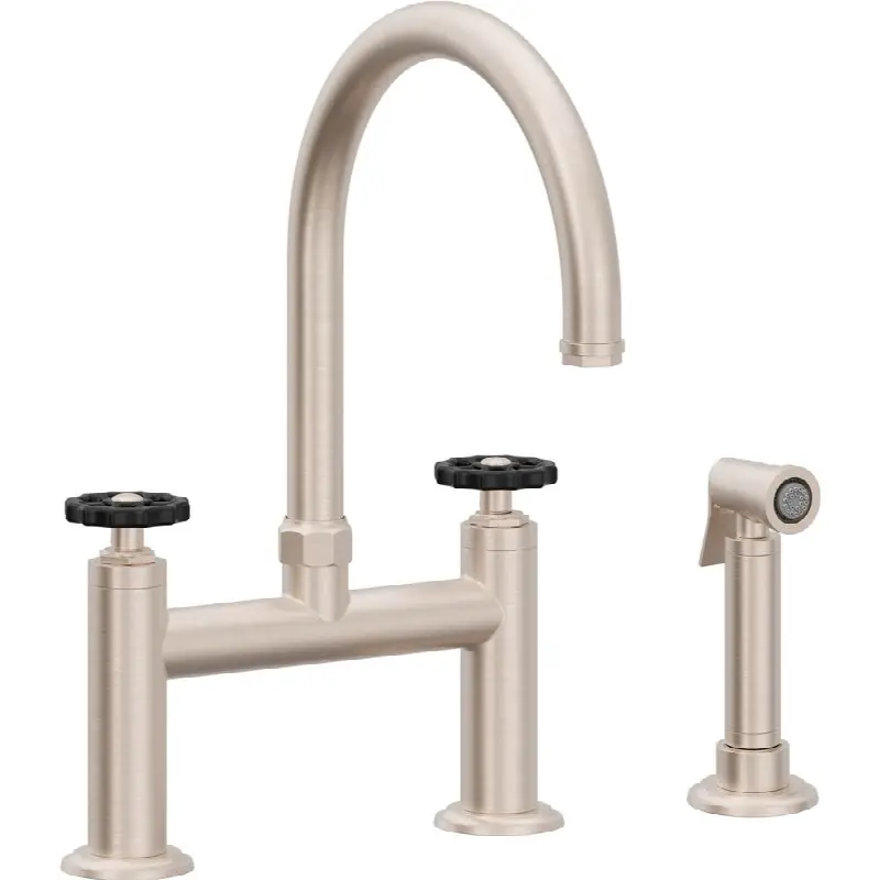 Bridge Kitchen Faucet with Sidespray - Arc Spout