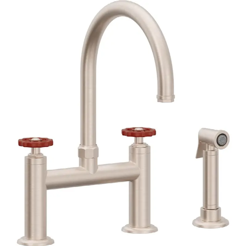 Bridge Kitchen Faucet with Sidespray - Arc Spout