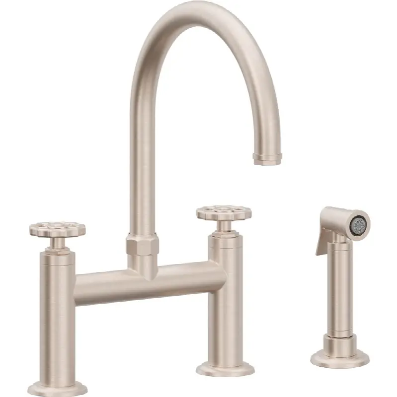 Bridge Kitchen Faucet with Sidespray - Arc Spout