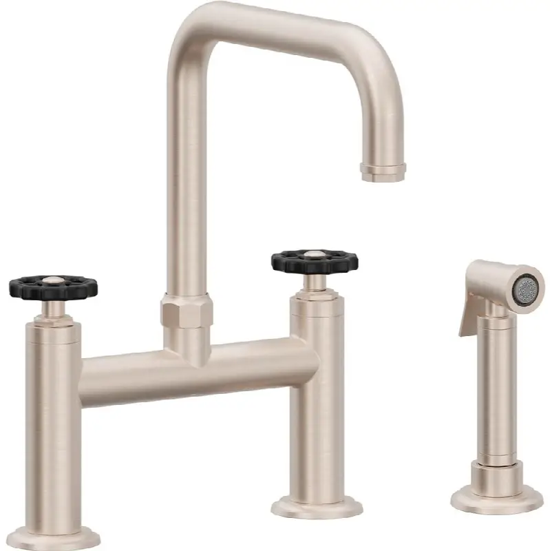 Bridge Kitchen Faucet with Sidespray - Quad Spout
