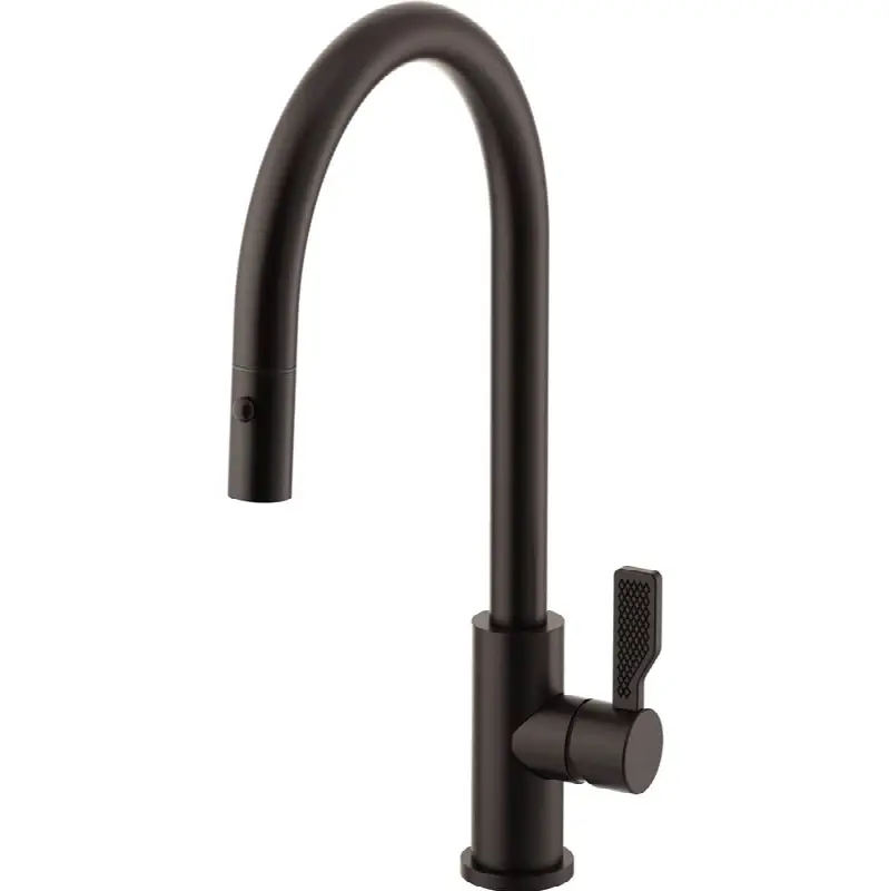 Pull-Down Kitchen Faucet with Button Sprayer - High Spout