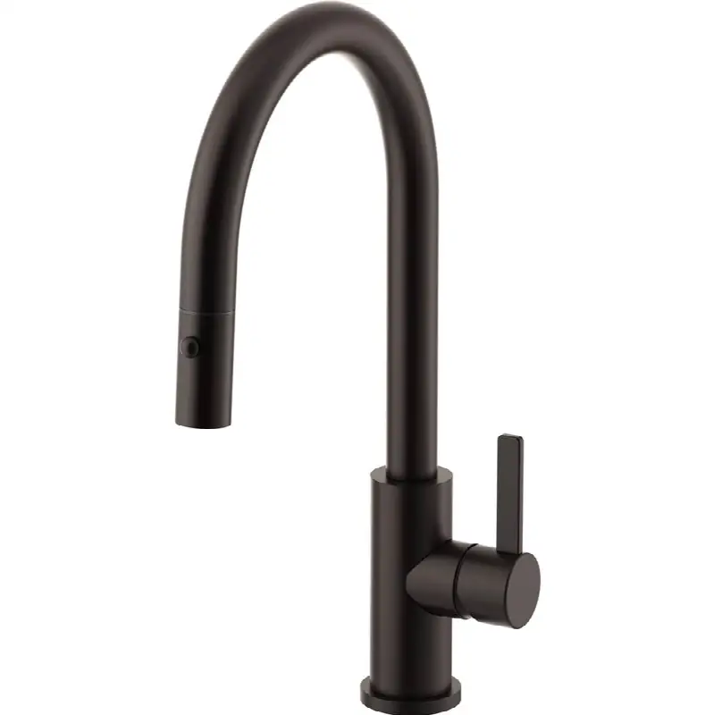 Pull-Down Kitchen Faucet with Button Sprayer - Low Spout