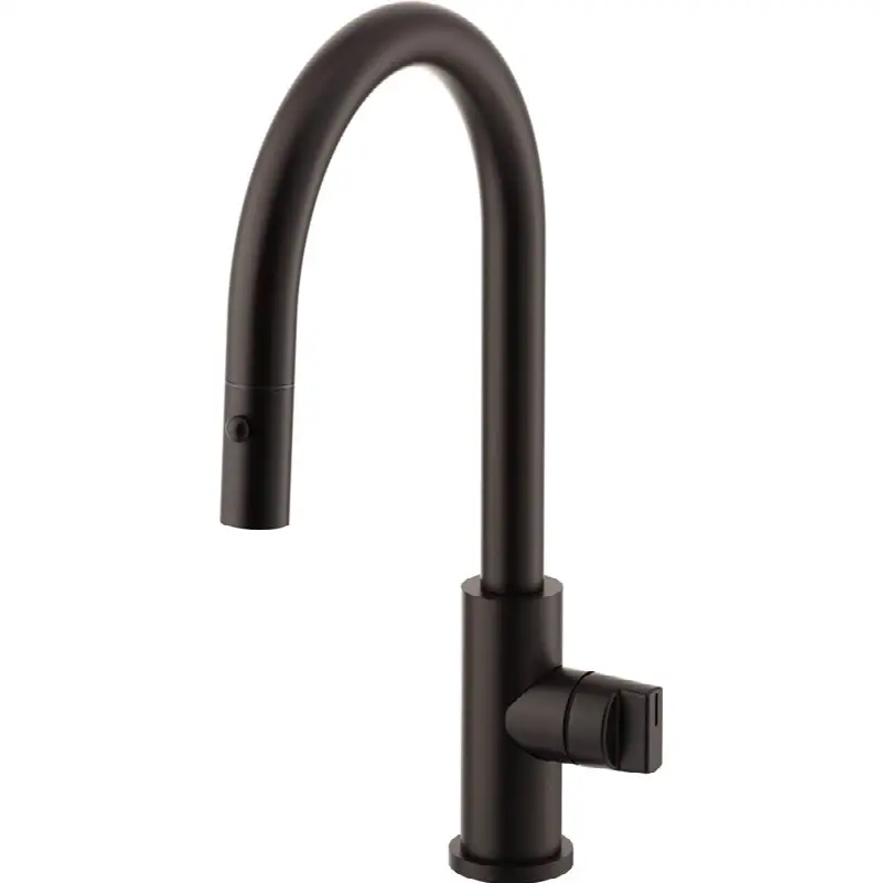 Pull-Down Kitchen Faucet with Button Sprayer - Low Spout