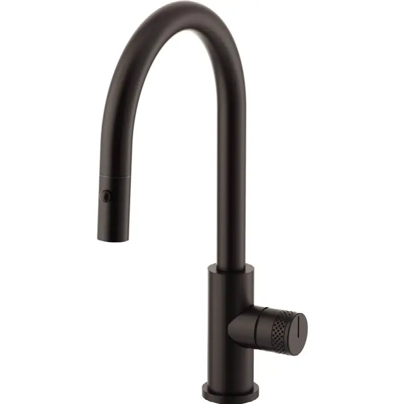 Pull-Down Kitchen Faucet with Button Sprayer - Low Spout