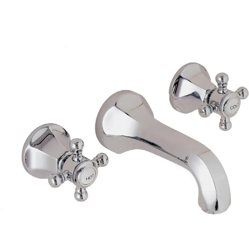 Two Handle Lavatory Wall Faucet Trim Only