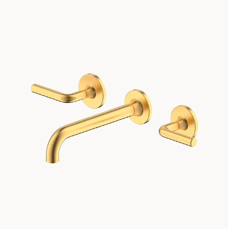 Taos 3-Hole Wall-Mounted Basin Faucet Trim, Brushed Gold