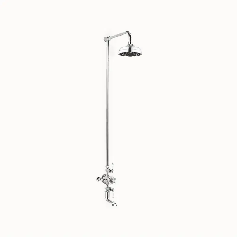Belgravia Exposed Tub and Shower Set with White Lever Handles P