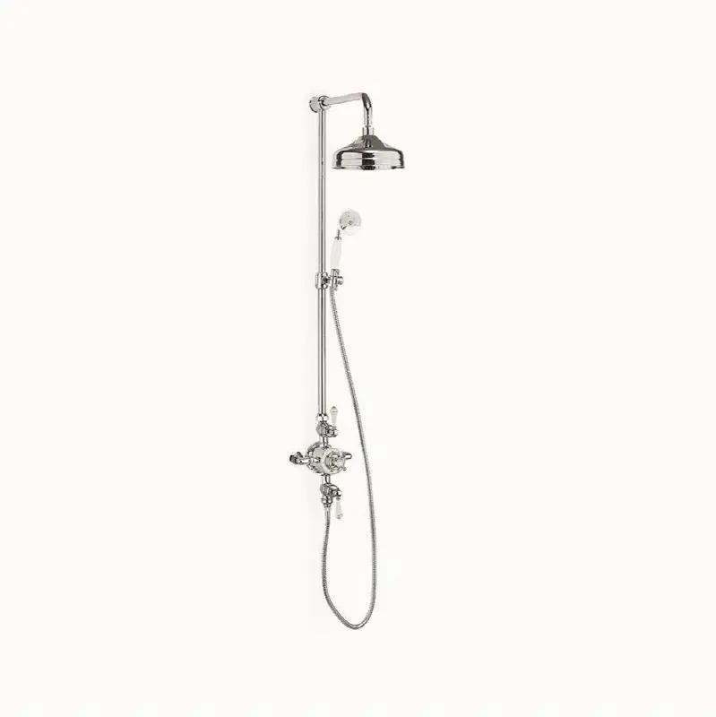 Belgravia Exposed Shower Set with White Lever Handles (Slider) P