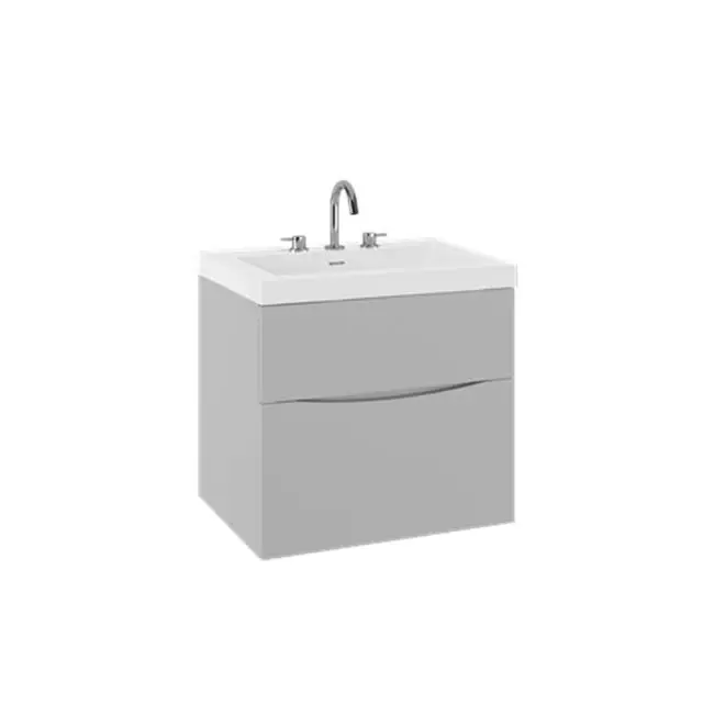 Mpro Double Drawer Unit With Smith Basin Top, 24In, Storm Grey