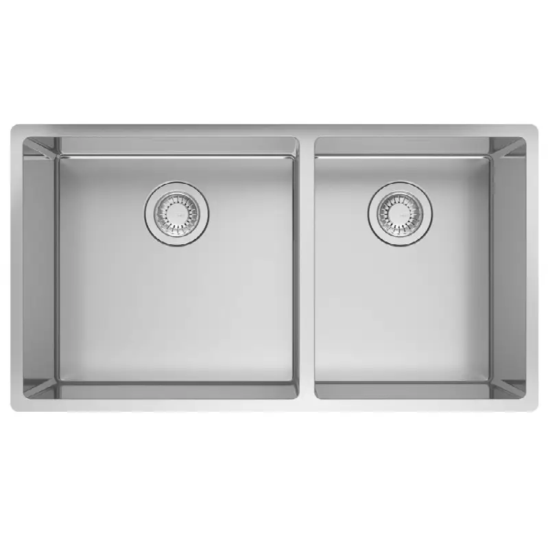 Cube 32.56-in. x 17.7-in. 18 Gauge Stainless Steel Undermount Double Bowl Kitchen Sink - CUX16032
