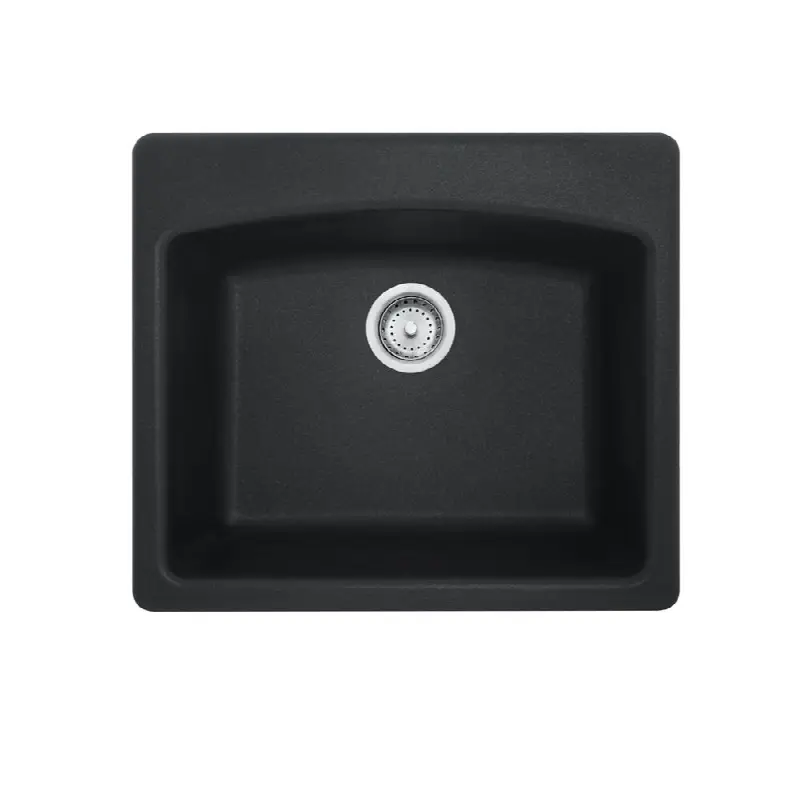 Ellipse 25.0-in. x 22.0-in. Matte Black Fragranite Dual Mount Single Bowl Kitchen Sink - ESMB25229-1