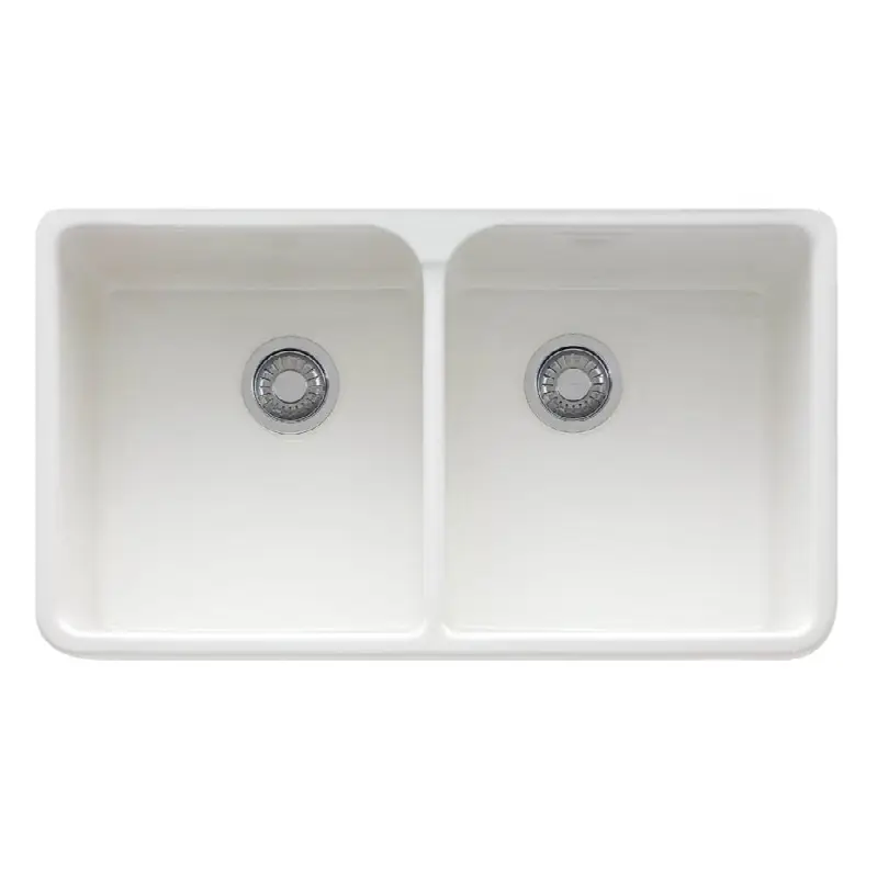 Manor House 35.5-in. x 21.62-in. White Apron Front Double Bowl Fireclay Kitchen Sink - MHK720-35WH