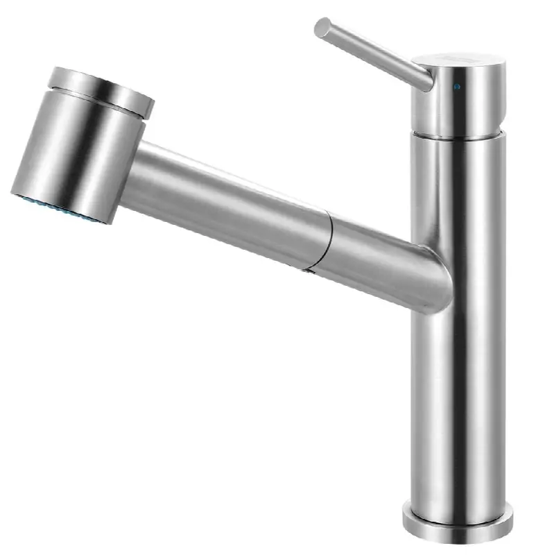 Steel 9-in Single Handle Pull-Out Kitchen Faucet in Stainless Steel, STL-PO-304