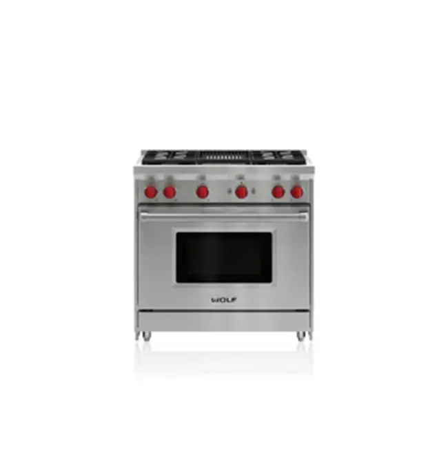36" Gas Range, 4 Burner, Charbroiler, Lp