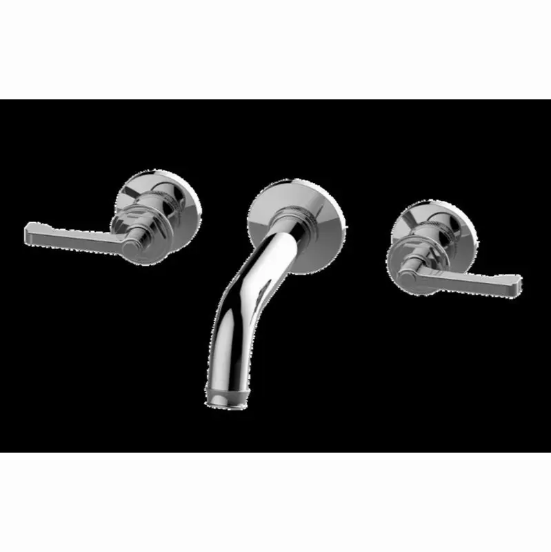 Vignola Three-Hole Wall-Mounted Tub Filler with 9-3/16" spout with marble inserts
