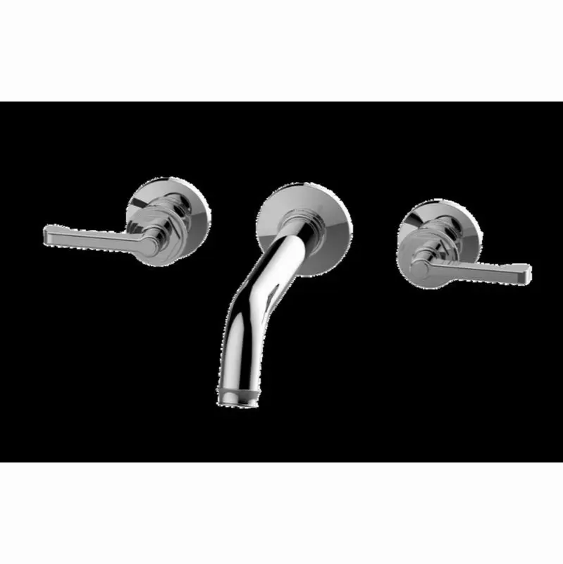 Vignola Three-Hole Wall-Mounted Tub Filler with 9-3/16" spout with marble inserts