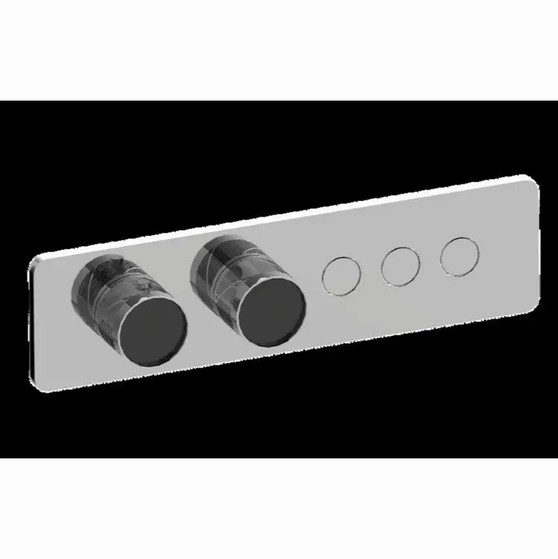 Contemporary 3-Button Paired Knob Oblique Knurl Horizontal Trim