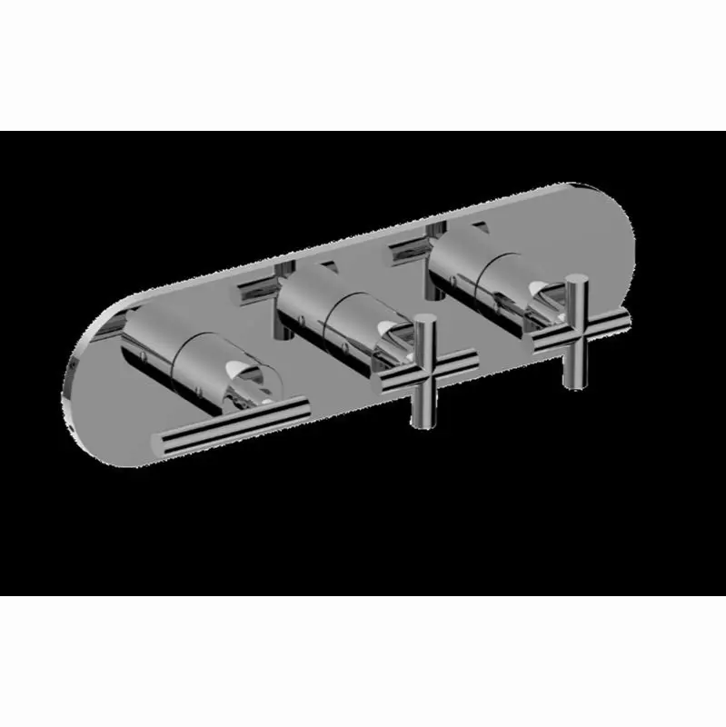 M.E./Terra Round M-Series Valve Trim with Three Handles (Horizontal Orientation)