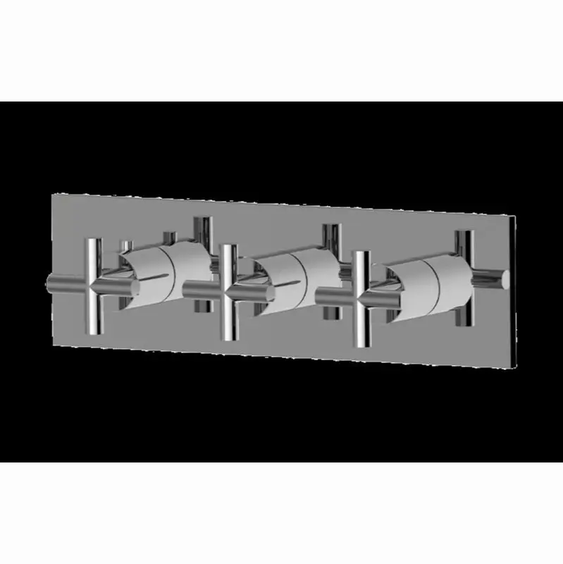 M.E./Terra Square M-Series Valve Trim with Three Handles (Horizontal Orientation)