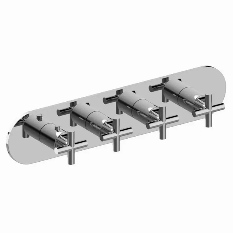 M.E./Terra Round M-Series Valve Trim with Four Handles (Horizontal Orientation)