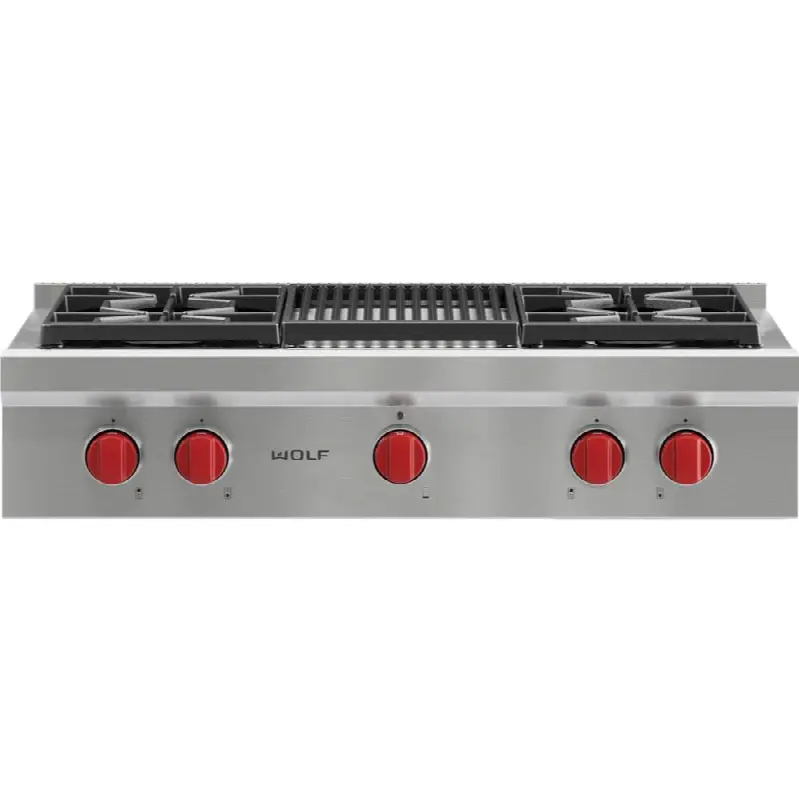 36" Sealed Burner Rangetop, 4 Burner, Charbroiler, Ng