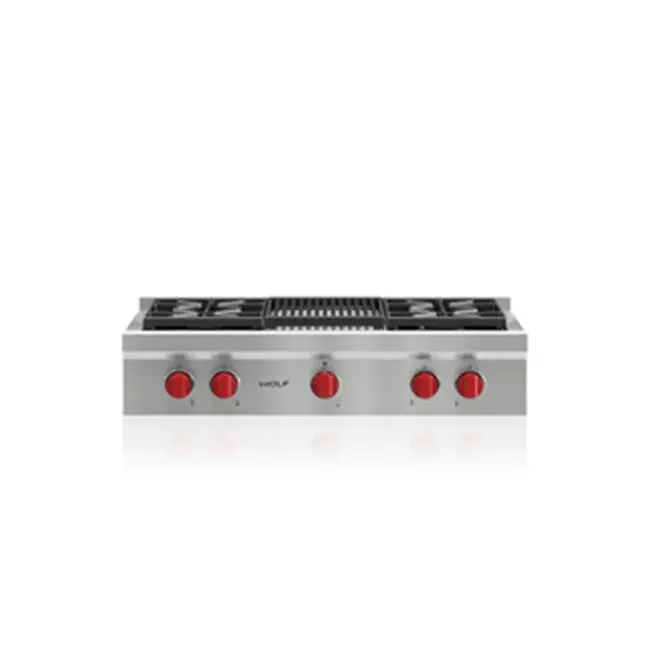 36" Sealed Burner Rangetop, 4 Burner, Charbroiler, Lp